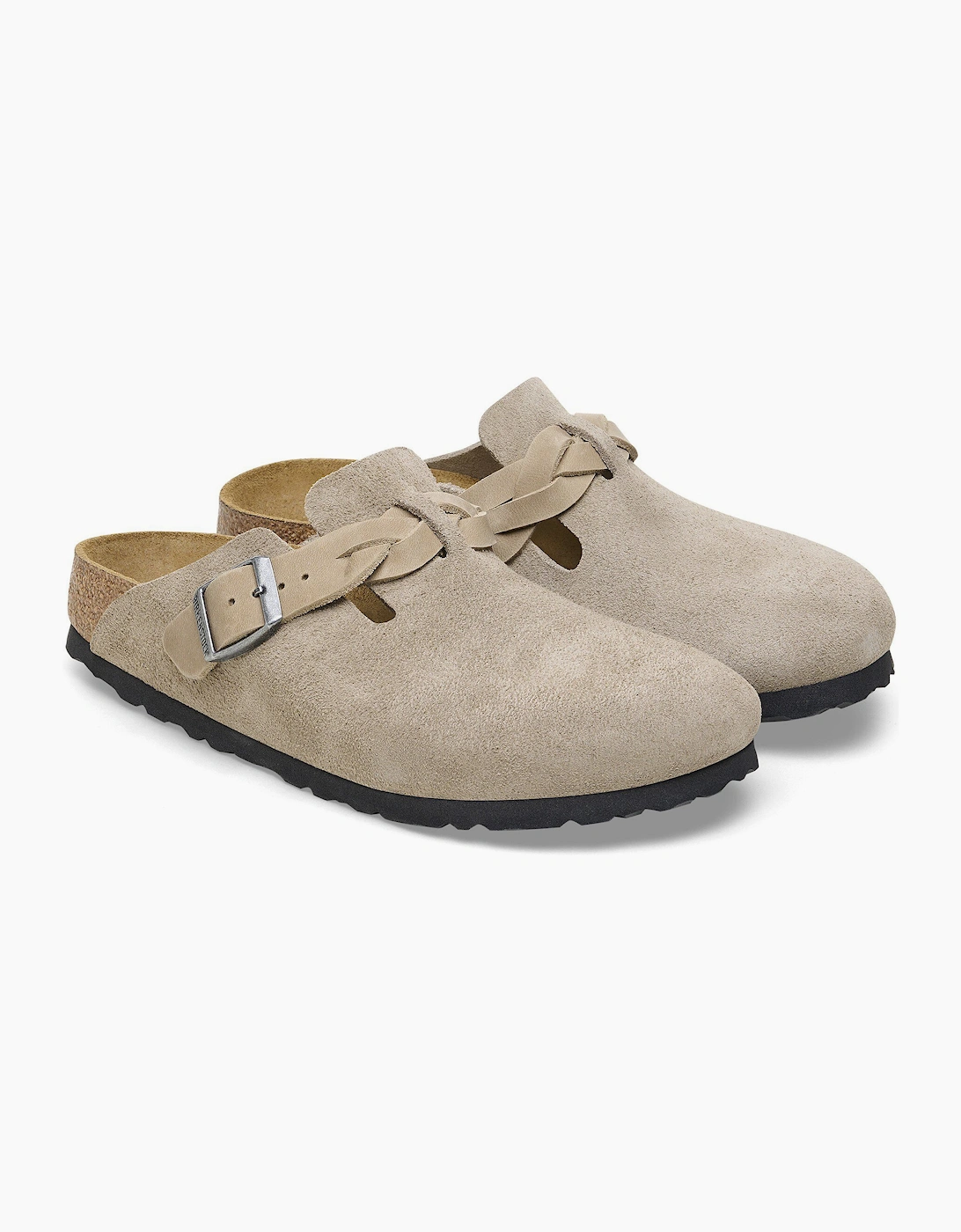 Braided Suede Leather Womens Clogs - Taupe, 7 of 6
