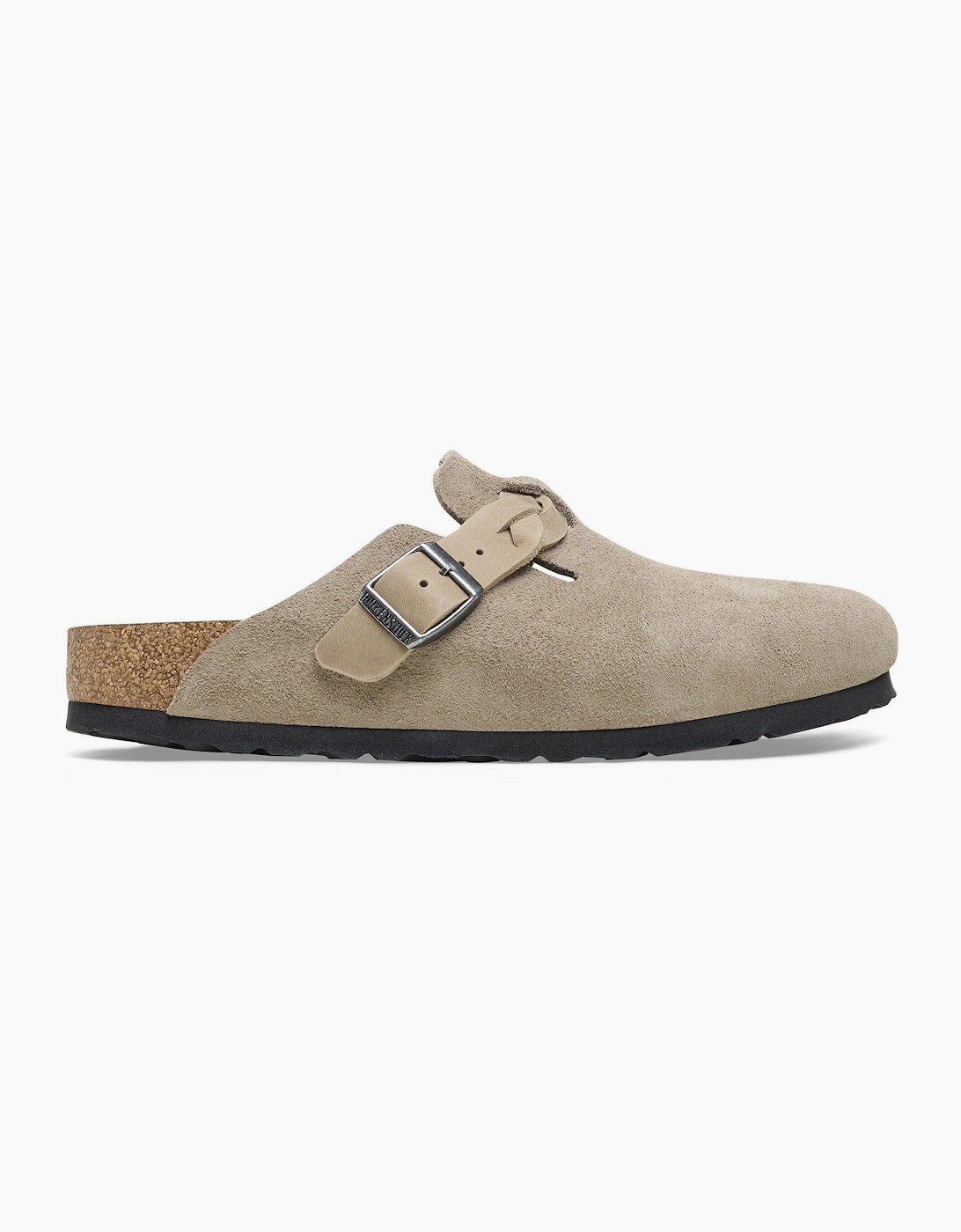 Braided Suede Leather Womens Clogs - Taupe