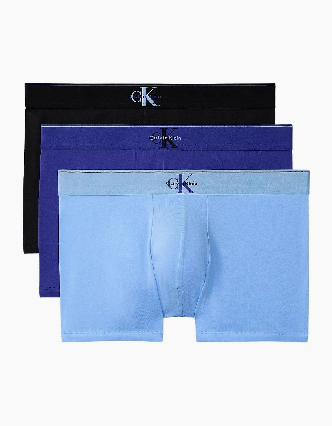Calvin Klein Men's Blue 3-Pack Ck Archive Boxer Trunks, Black/Blue/  33/32/32 M