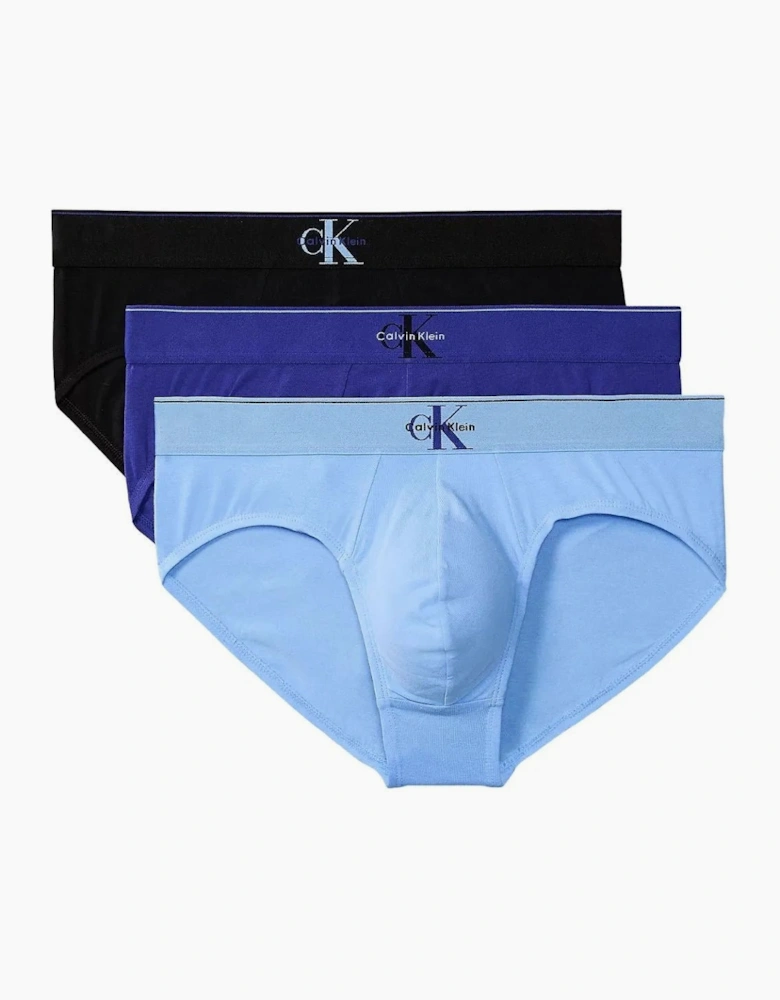 3-Pack CK Archive Briefs, Black/Blue/Blue