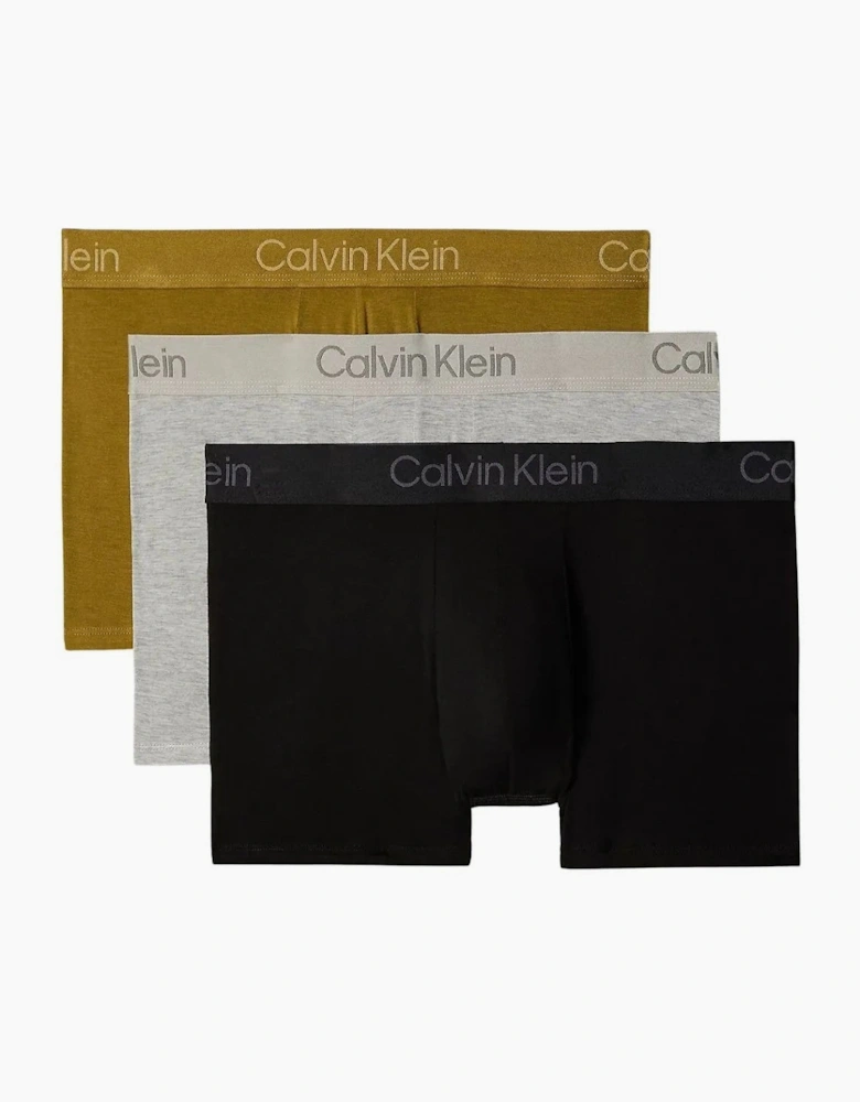 3-Pack Ultra Soft Modal Boxer Trunks, Black/Grey/Khaki