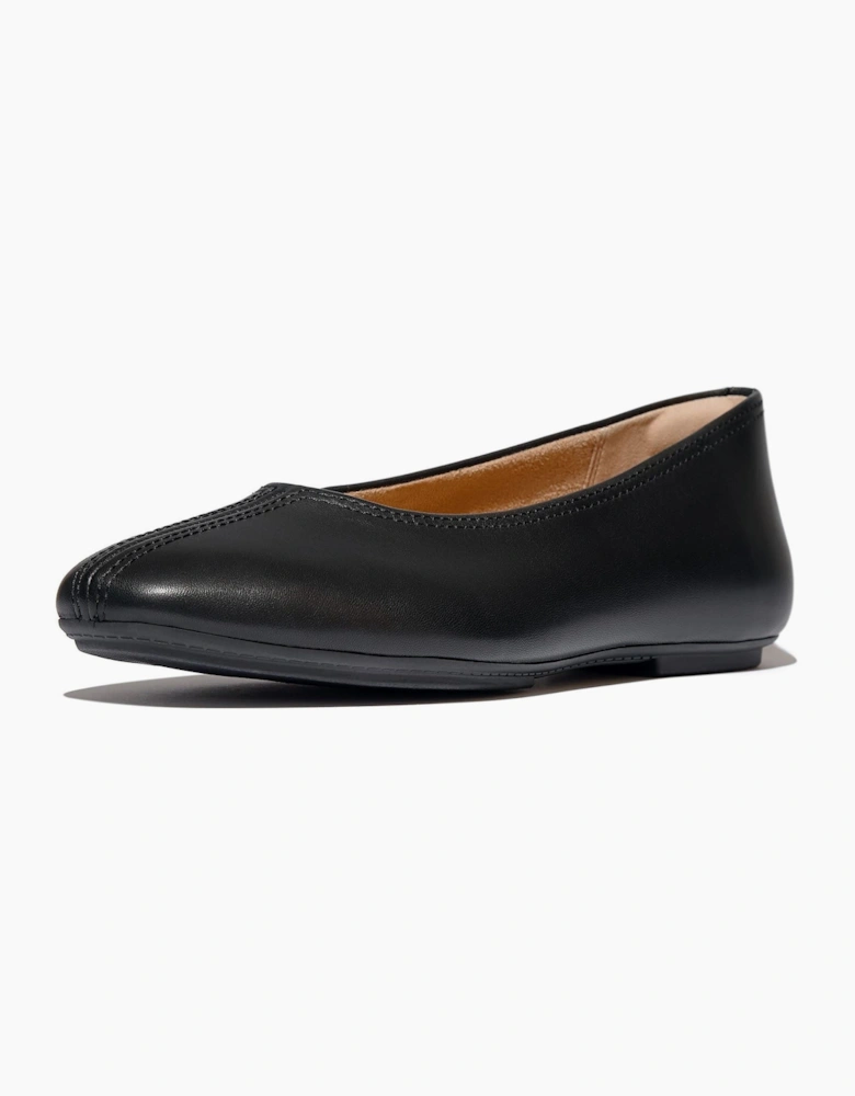 Delicato High-Cut Leather Women's Black Flats