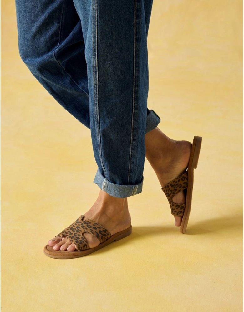 Azalea Mule Leather Women's Leopard Sandals