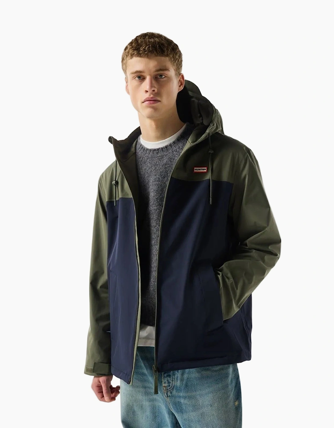 Hunter Men's Green Original Block Waterproof Rain Jacket - Size Regular/36
