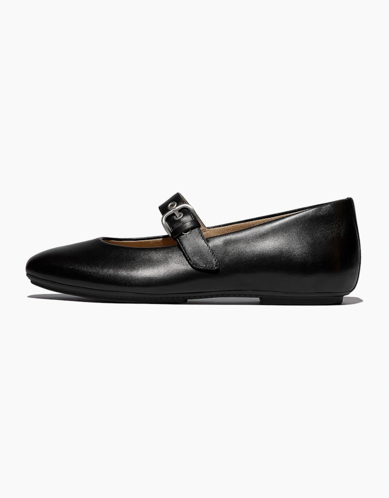 Delicato Leather Women's All Black Narrow Fit Shoes