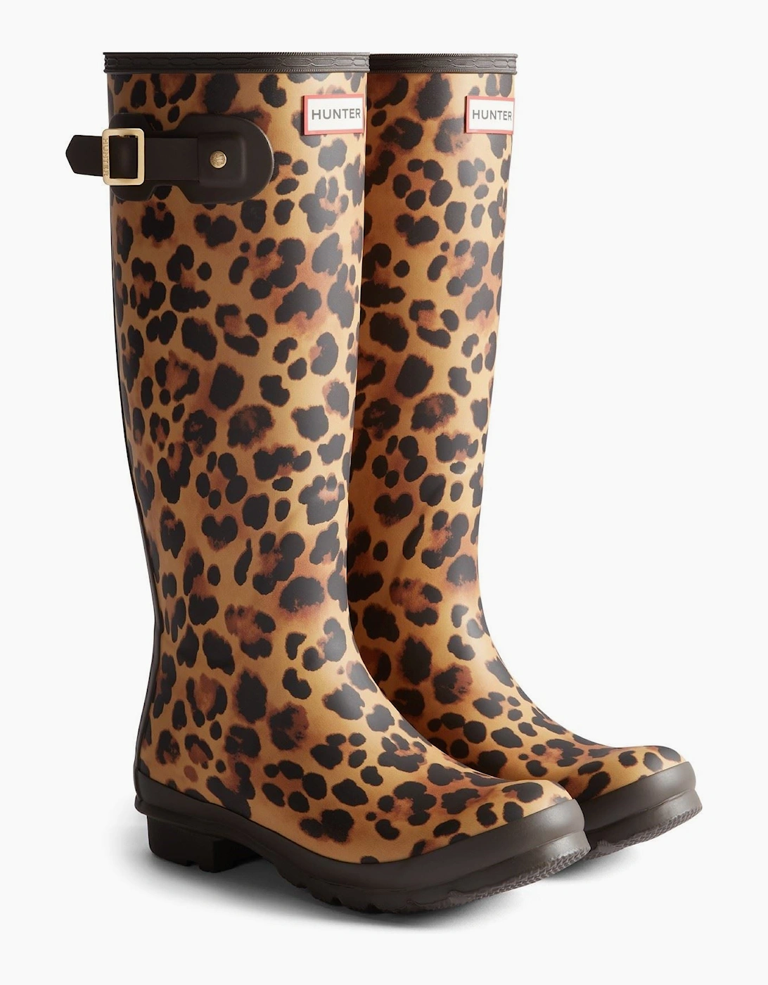 Hunter Women's Brown Original Tall Leopard Boot Rubber Leopard Print/Chocolate Wellington Boots - Size 6