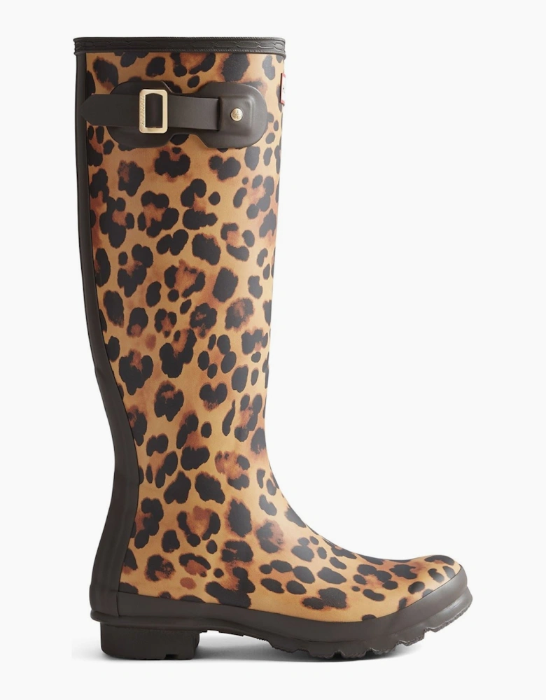 Womens Original Tall Leopard Boot Rubber Women's Leopard Print/Chocolate Brown Wellington Boots