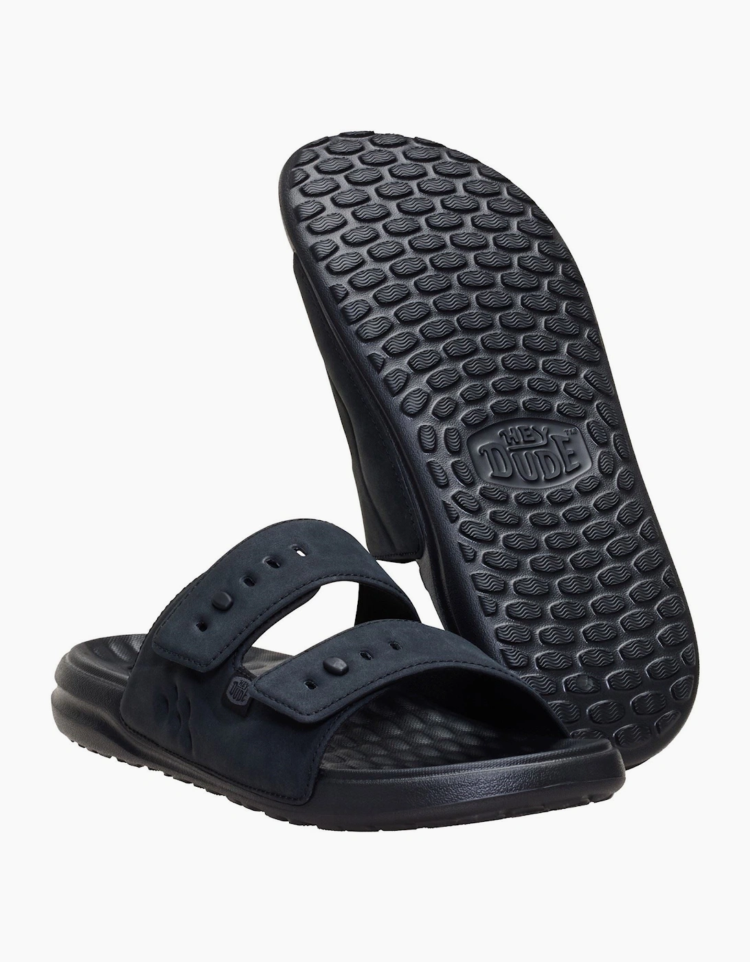 HEYDUDE Wave 2 Strap Polyurethane Men's Black/Black Sandals