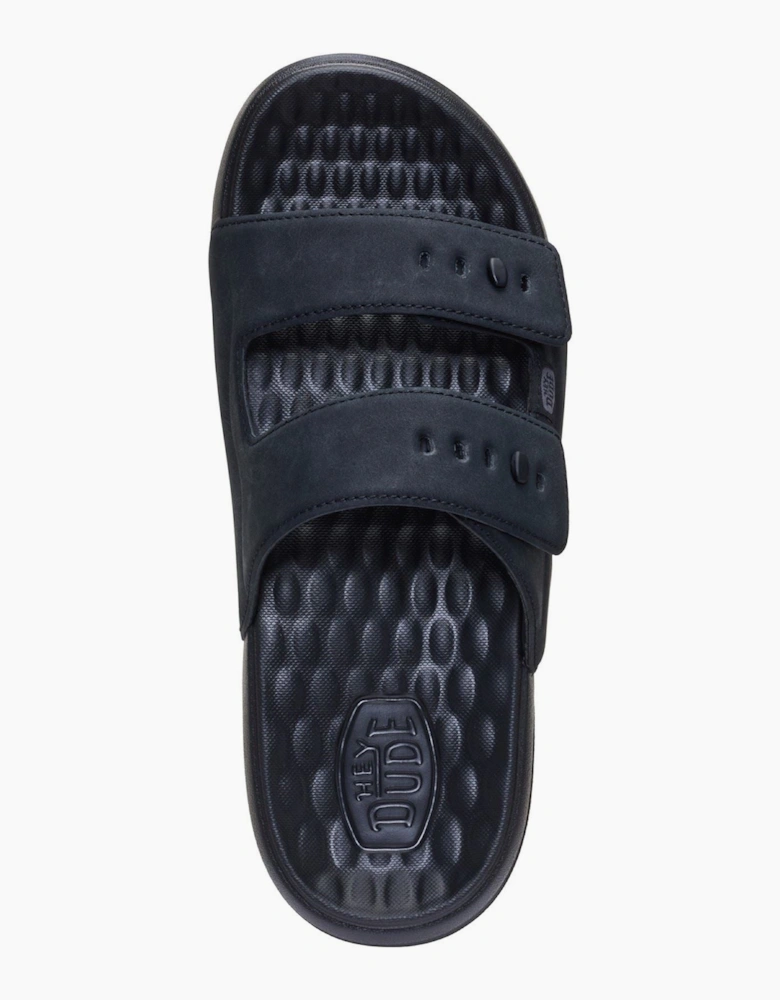 HEYDUDE Wave 2 Strap Polyurethane Men's Black/Black Sandals