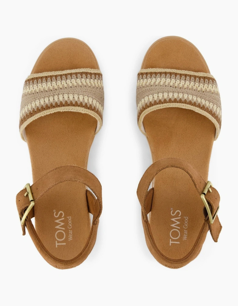 Diana Wedge Leather Women's Dark Beige Sandals