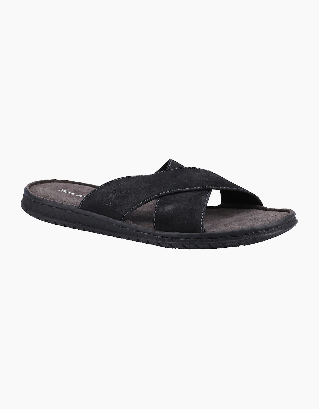 Nile Cross Over Leather Men's Black Sandals, 5 of 4