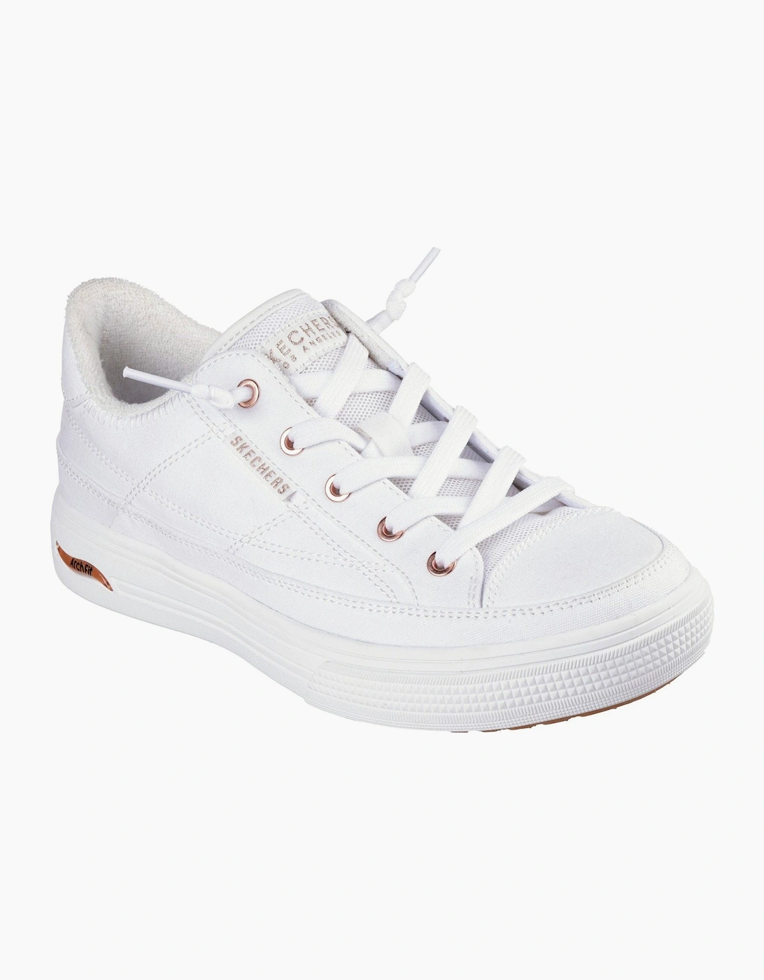 Skechers Women's White Arch Fit Arcade - Meet Ya There Textile Trainers - Size: 6