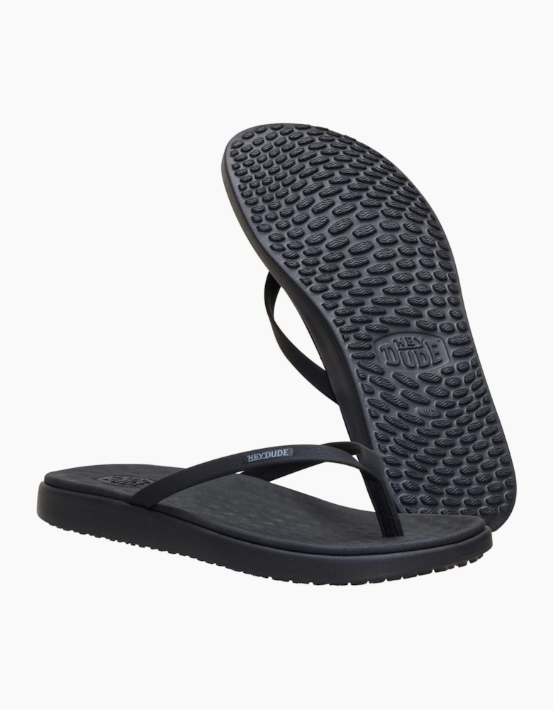 HEYDUDE Maui Breeze Polyurethane Women's Black/Black Flip Flops