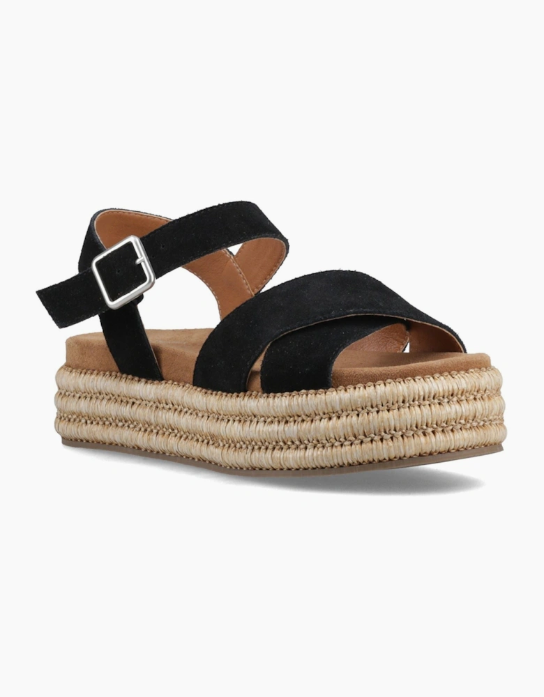 Rosa Rafia Sandal Leather Women's Black Sandals