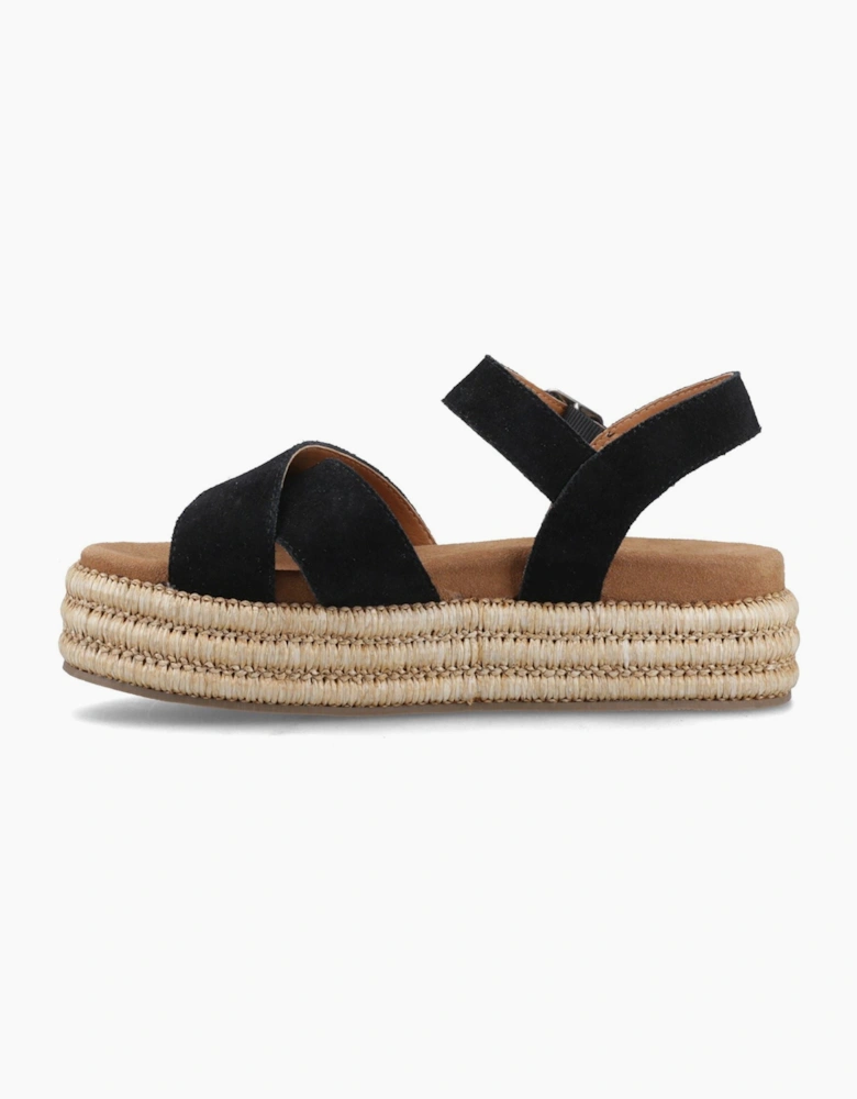 Rosa Rafia Sandal Leather Women's Black Sandals