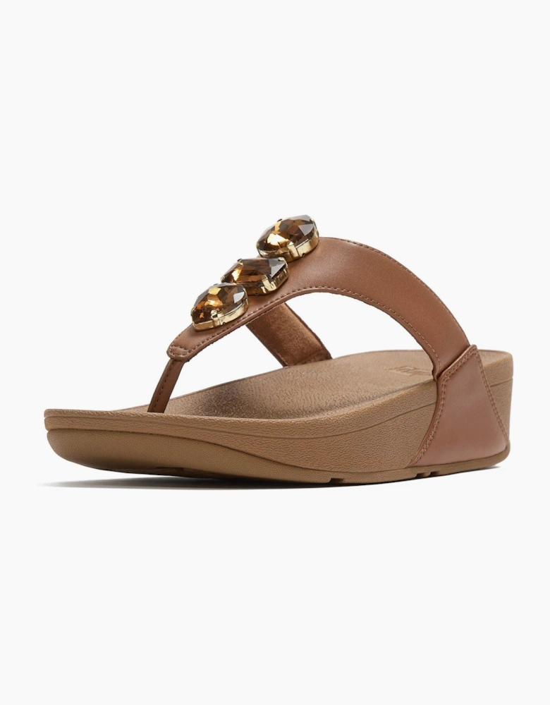 Lulu Ultra-Jewel Toe-Post Polyurethane Women's Deep Tan Sandals