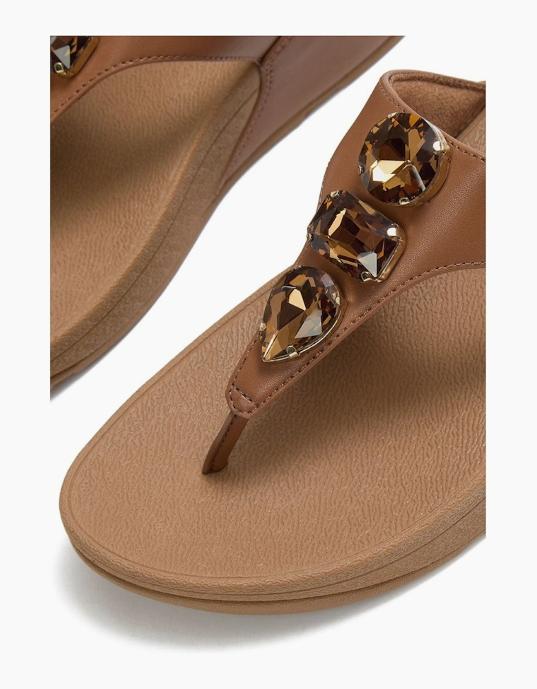 Lulu Ultra-Jewel Toe-Post Polyurethane Women's Deep Tan Sandals