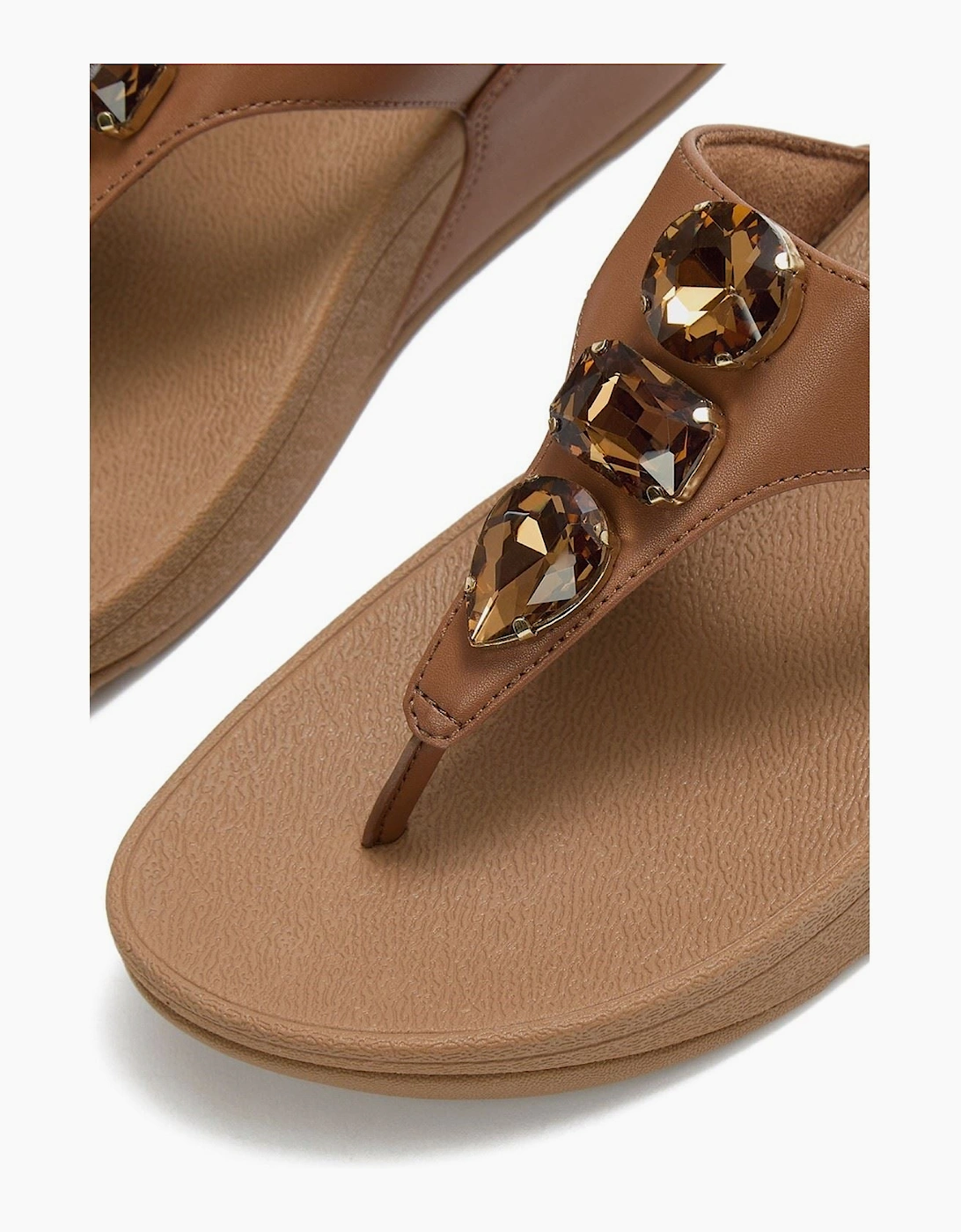 Lulu Ultra-Jewel Toe-Post Polyurethane Women's Deep Tan Sandals