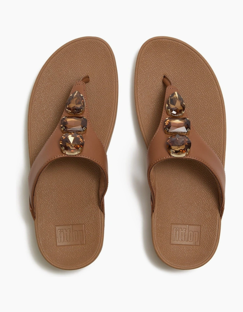 Lulu Ultra-Jewel Toe-Post Polyurethane Women's Deep Tan Sandals
