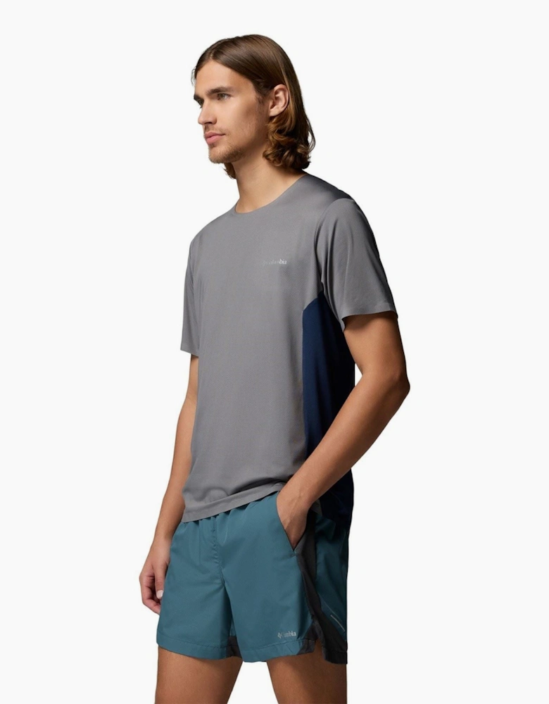 Three Pitch SS Crew Polyester Men's Grey Activewear T-Shirts