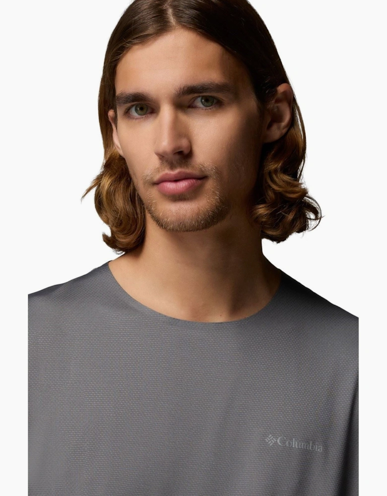 Three Pitch SS Crew Polyester Men's Grey Activewear T-Shirts