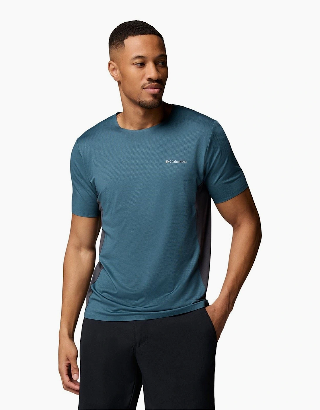 Columbia Men's Blue Three Pitch Ss Crew Polyester Activewear T-Shirts - Size: 38