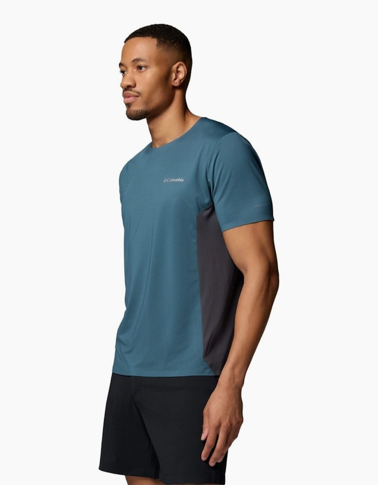Three Pitch SS Crew Polyester Men's Blue Activewear T-Shirts