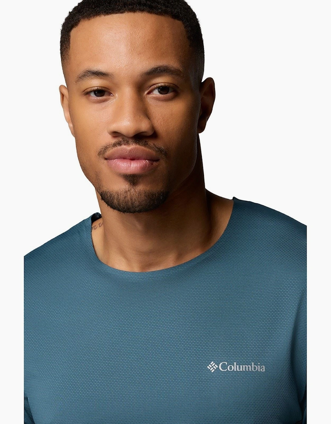 Three Pitch SS Crew Polyester Men's Blue Activewear T-Shirts