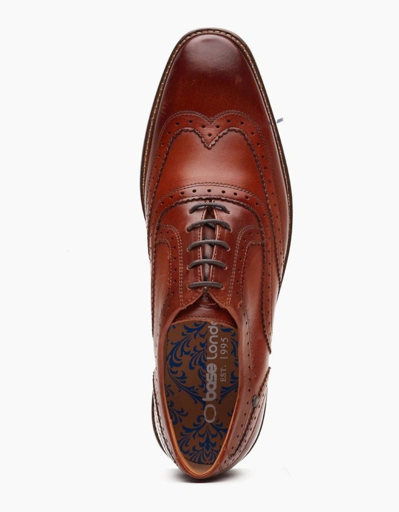 London Clarence Brogue Leather Men's Burnt Tan Brogues Shoes