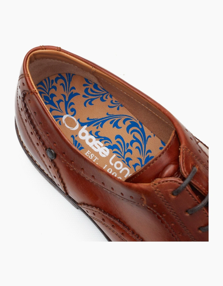 London Clarence Brogue Leather Men's Burnt Tan Brogues Shoes