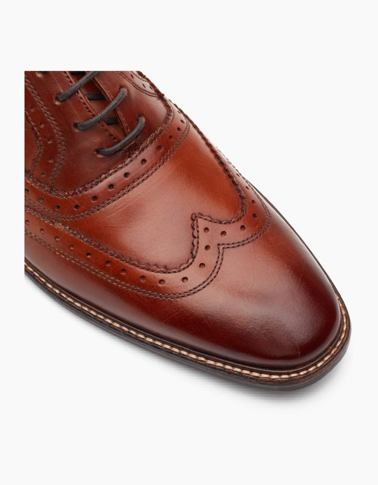 London Clarence Brogue Leather Men's Burnt Tan Brogues Shoes