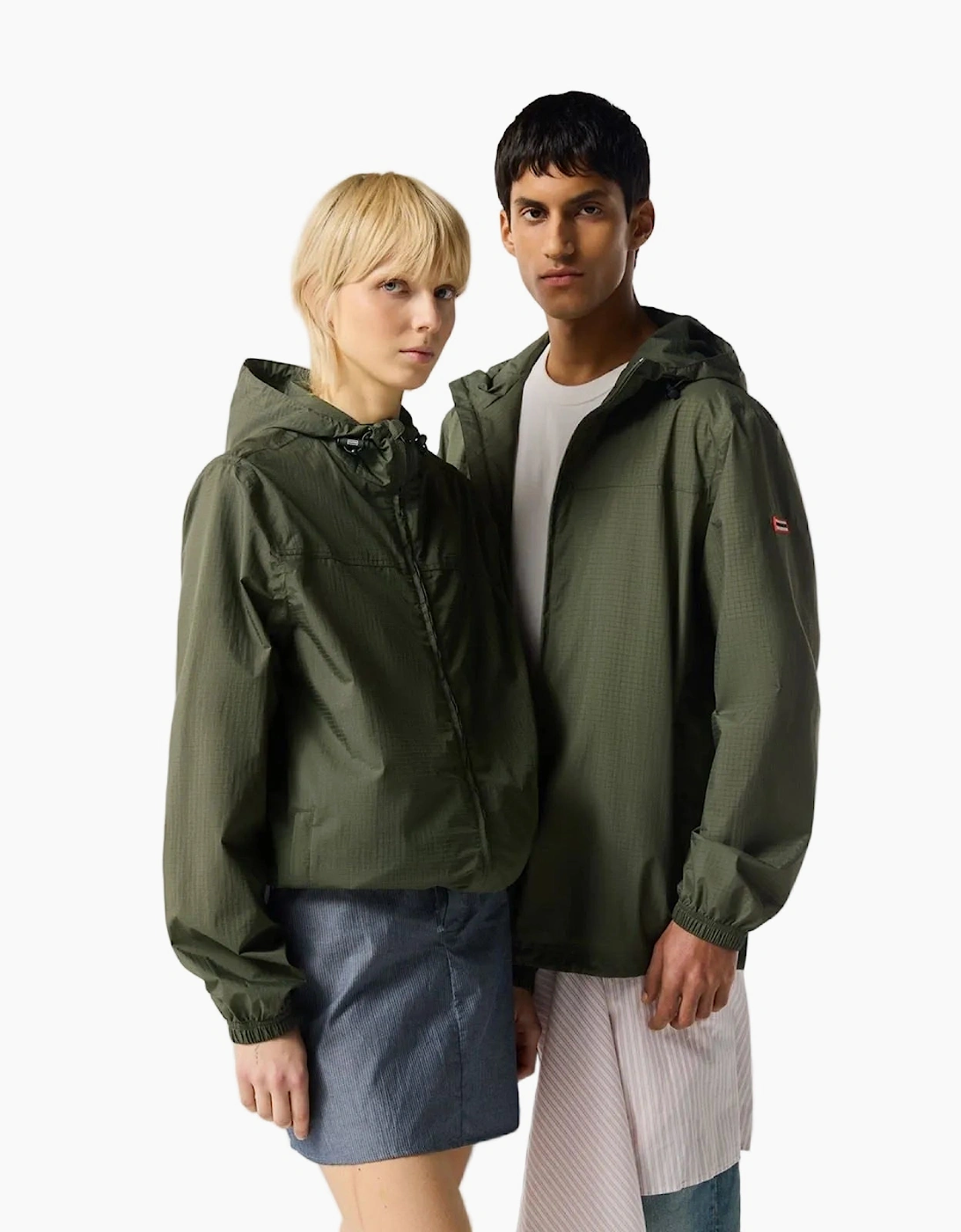 Hunter Women's Green Packable Rain Unisex Adults Rain Jacket  6 Xs