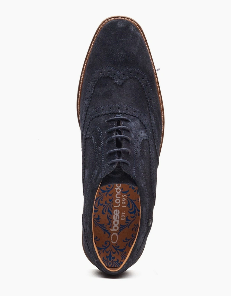 London Clarence Brogue Leather Men's Navy Brogues Shoes