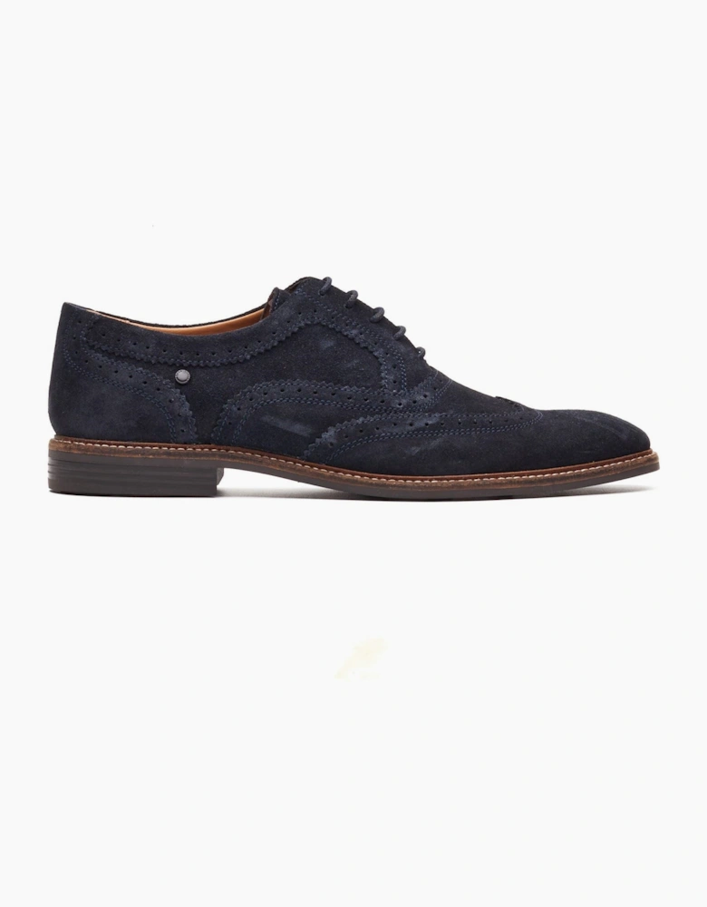 London Clarence Brogue Leather Men's Navy Brogues Shoes