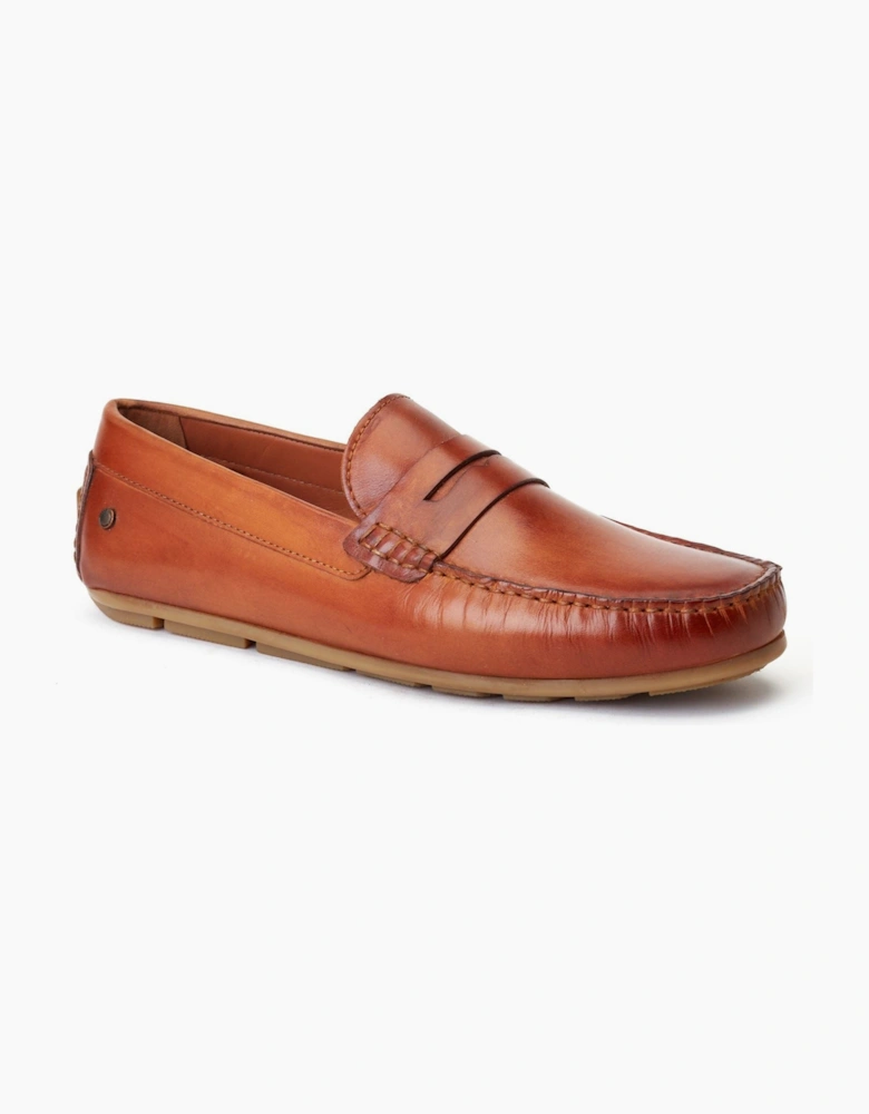 London Collins Driver Leather Men's Burnt Tan Loafers