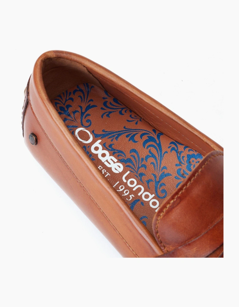 London Collins Driver Leather Men's Burnt Tan Loafers