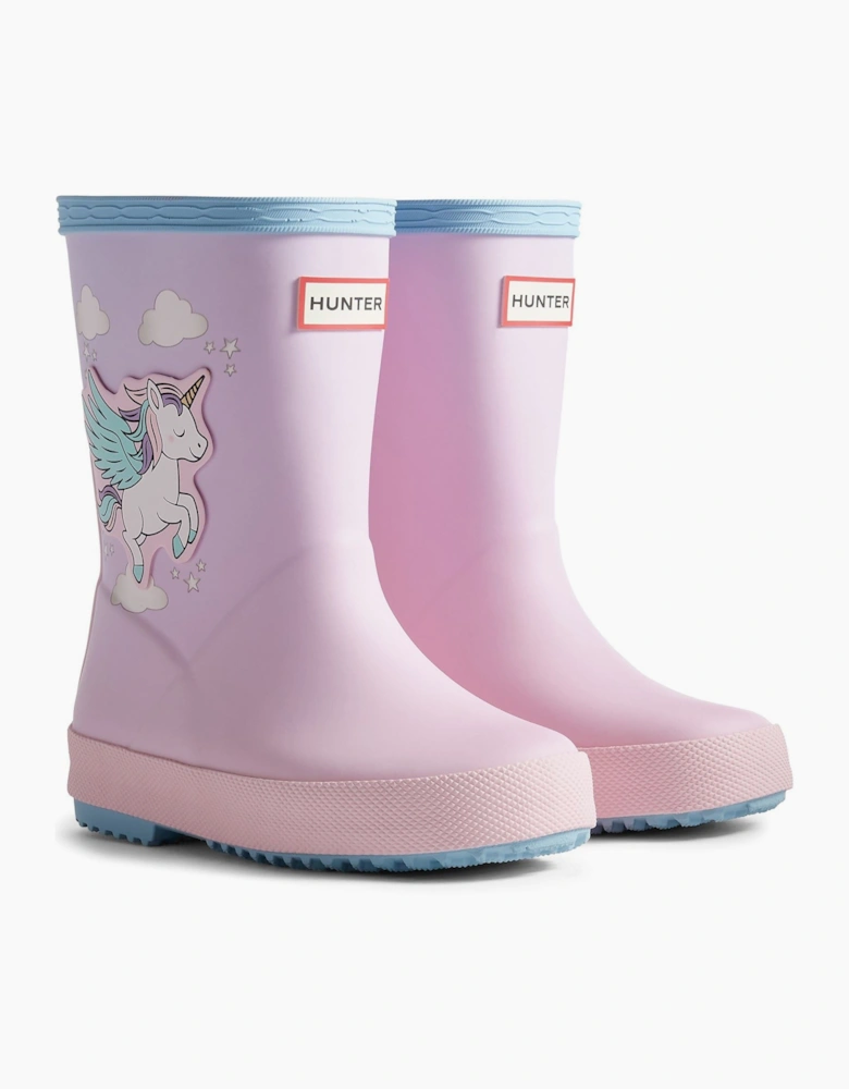 Kids First Unicorn Print Boot Rubber Girls's Blue Frost/ Parfait Pink Wellington Boots