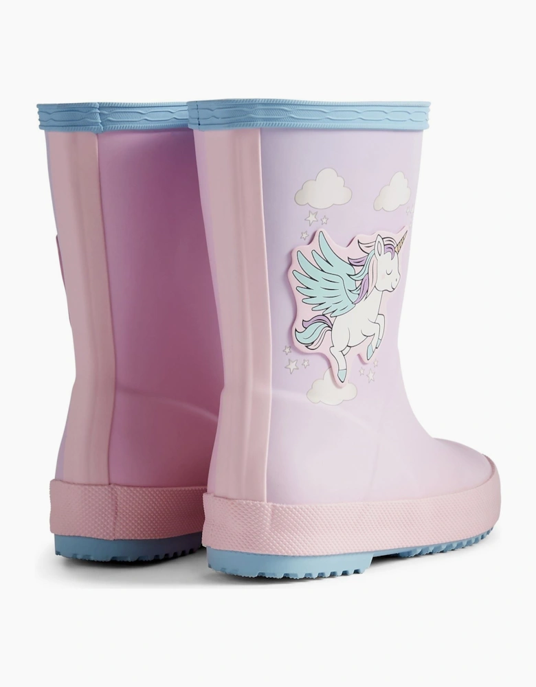 Kids First Unicorn Print Boot Rubber Girls's Blue Frost/ Parfait Pink Wellington Boots