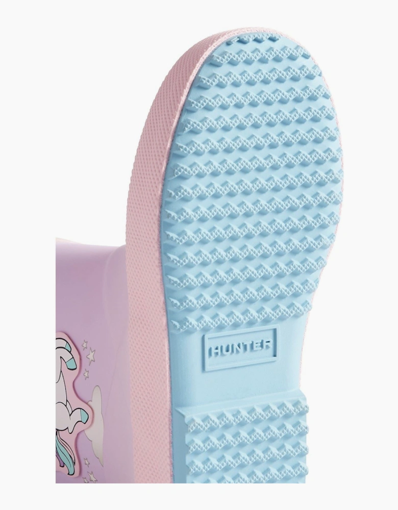 Kids First Unicorn Print Boot Rubber Girls's Blue Frost/ Parfait Pink Wellington Boots