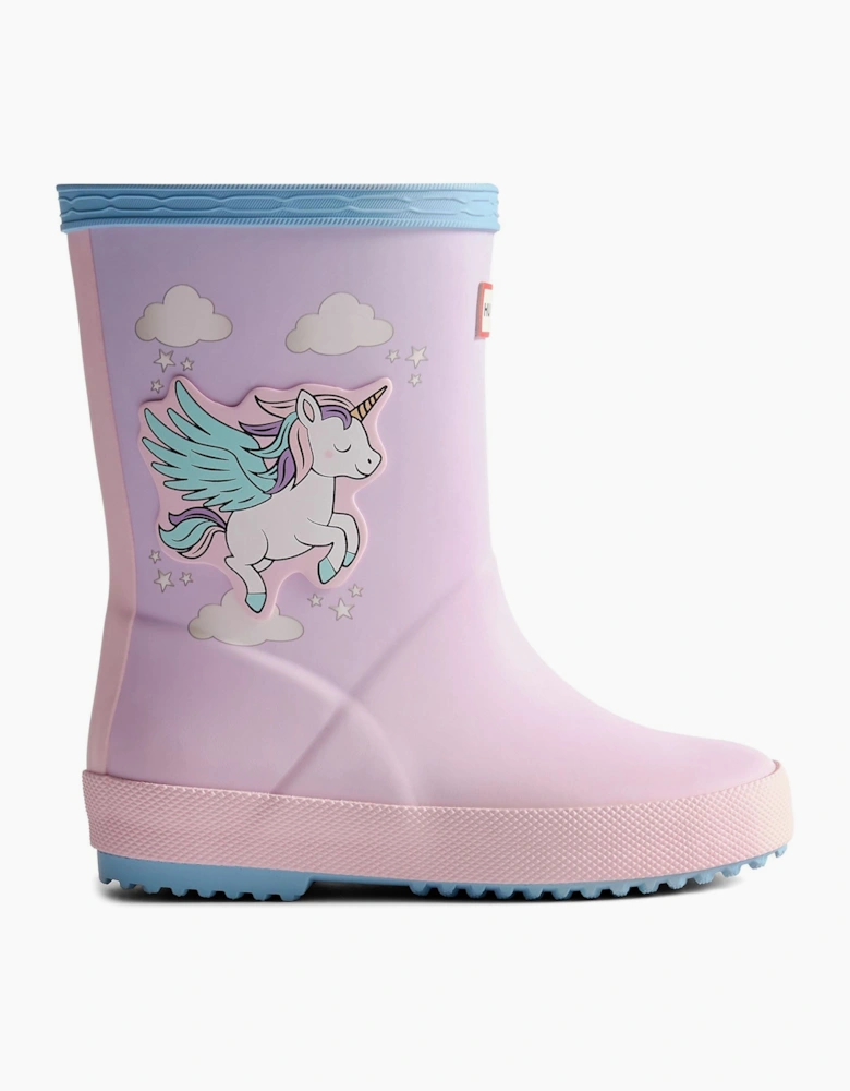 Kids First Unicorn Print Boot Rubber Girls's Blue Frost/ Parfait Pink Wellington Boots