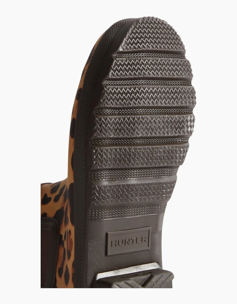 Original Chelsea Leopard Print Boot Rubber Women's Leopard Print/Chocolate Brown Wellington Boots