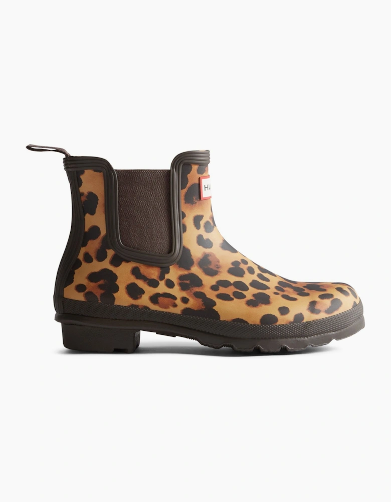 Original Chelsea Leopard Print Boot Rubber Women's Leopard Print/Chocolate Brown Wellington Boots