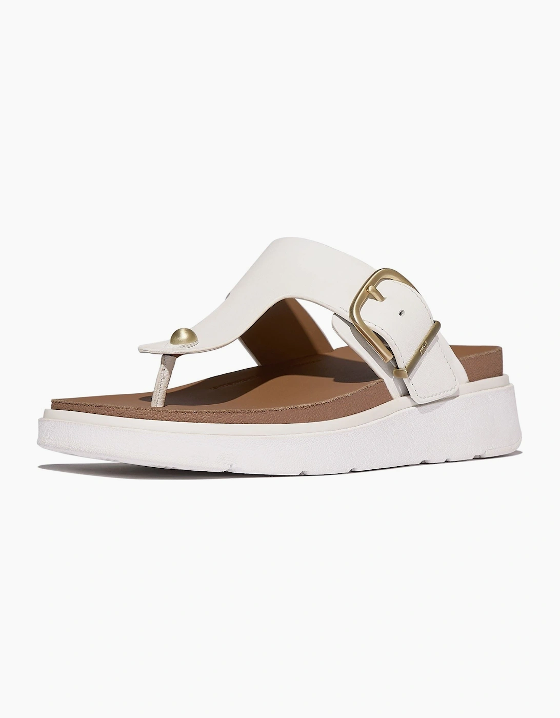 Gen-FF Toe-Post Leather Women's Urban White Sandals, 7 of 6