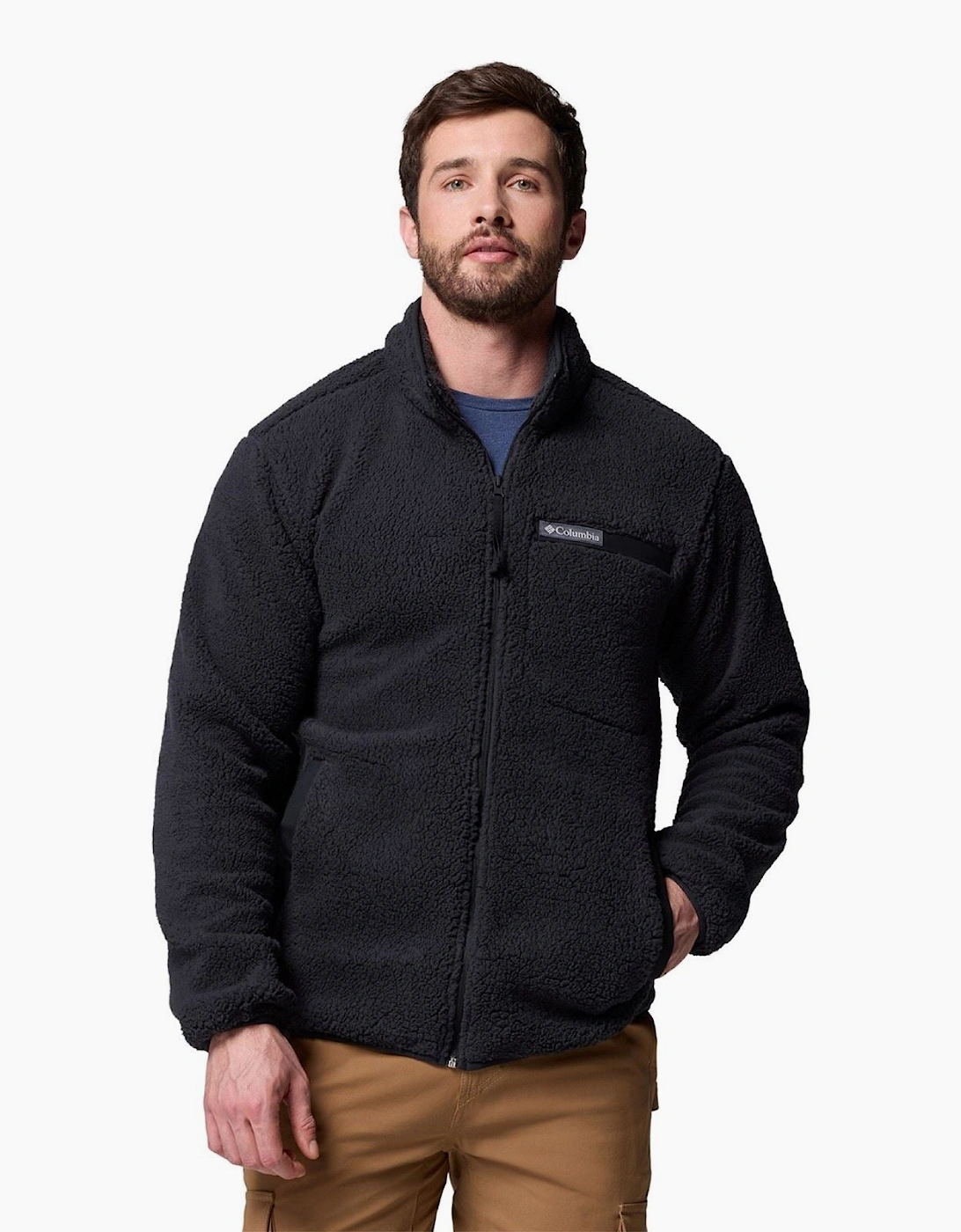 Columbia Men's Black Rugged Ridge High Pile Full Zip Fleece Jacket - Size: 38
