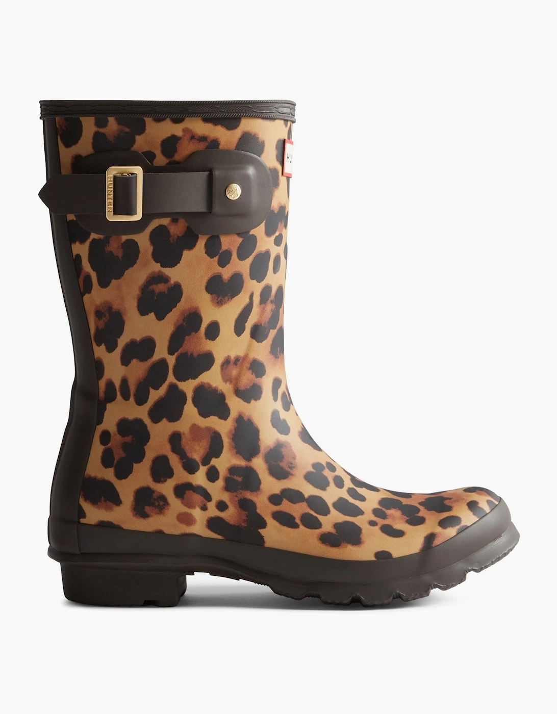 Original Short Leopard Boot Rubber Women's Leopard Print/Chocolate Brown Wellington Boots