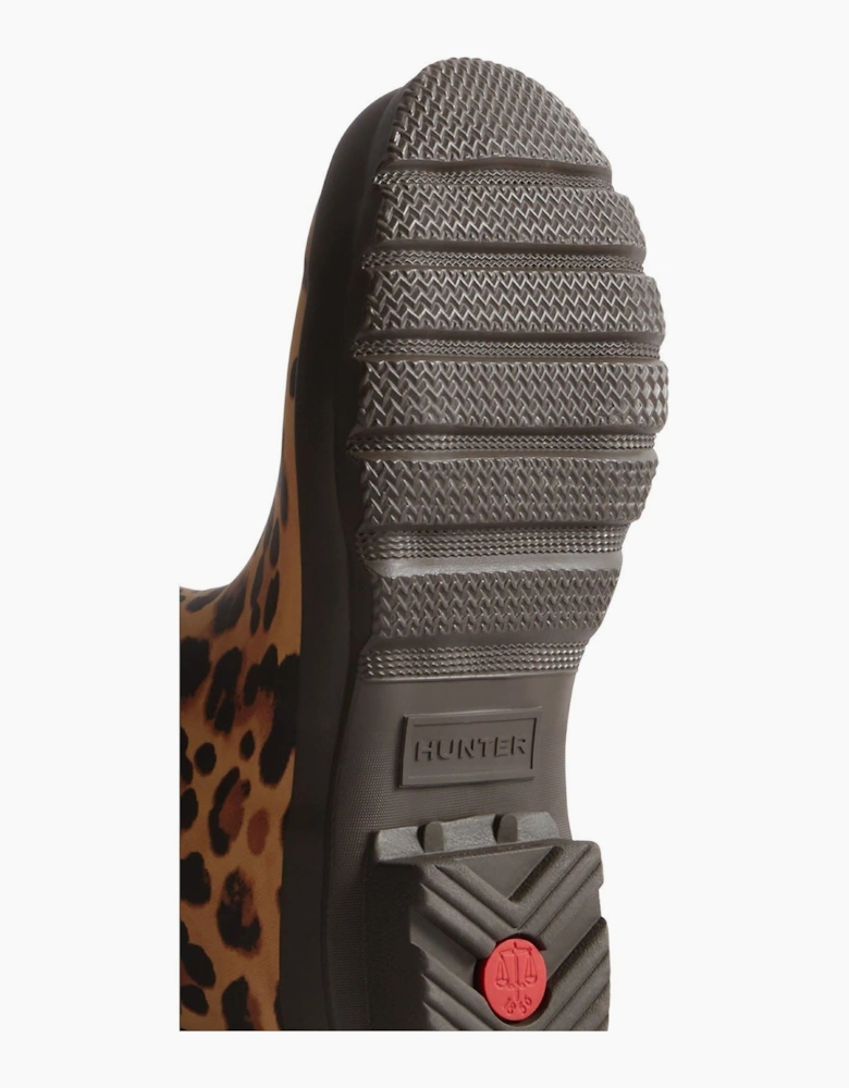 Original Short Leopard Boot Rubber Women's Leopard Print/Chocolate Brown Wellington Boots