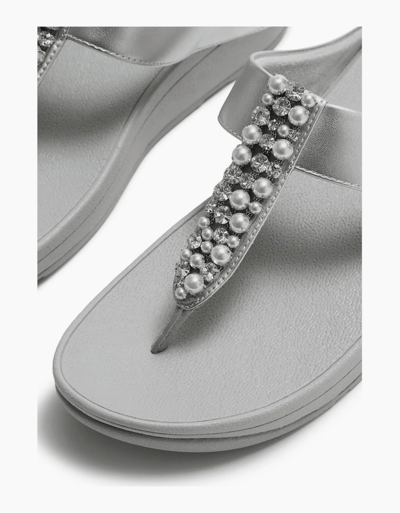 Fino Toe-Post Polyurethane Women's Silver Sandals