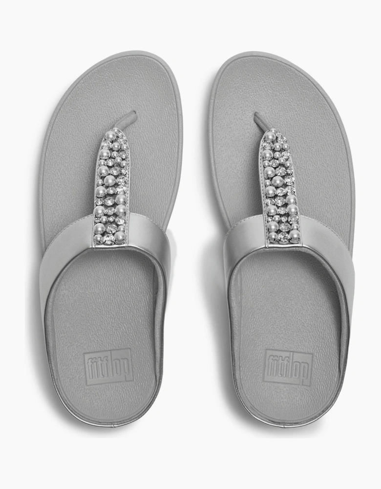 Fino Toe-Post Polyurethane Women's Silver Sandals