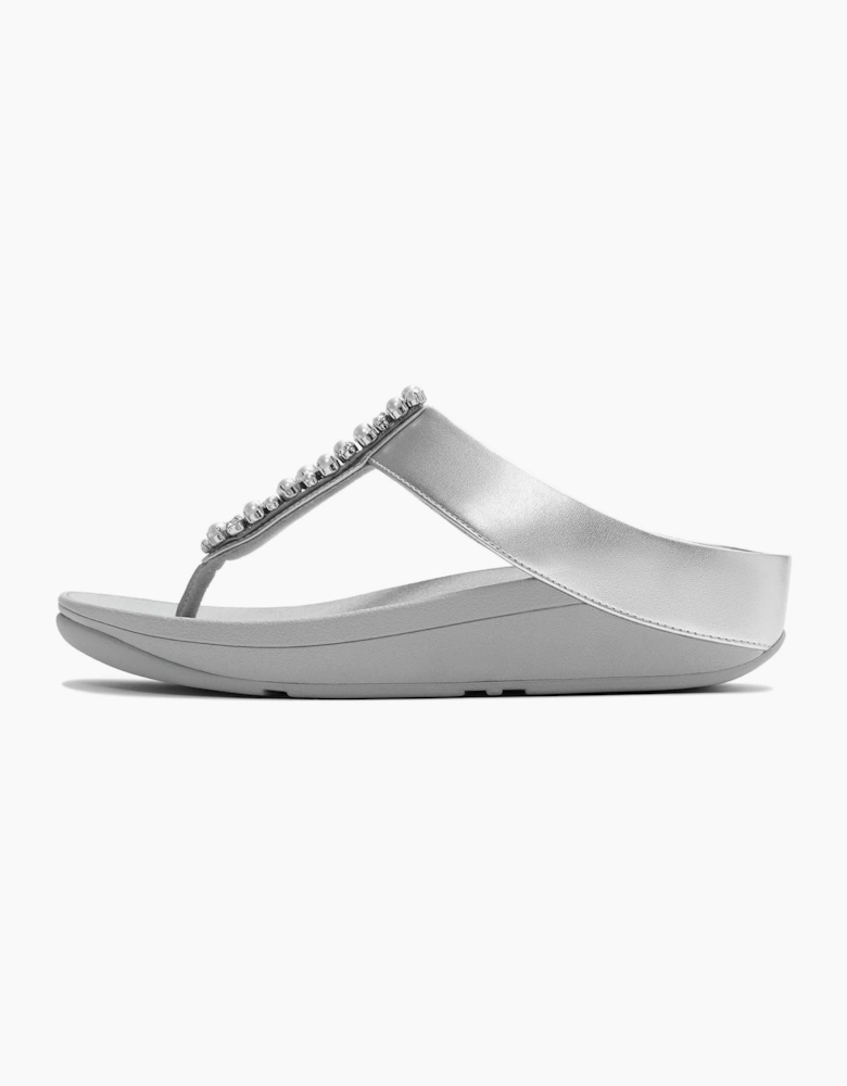 Fino Toe-Post Polyurethane Women's Silver Sandals