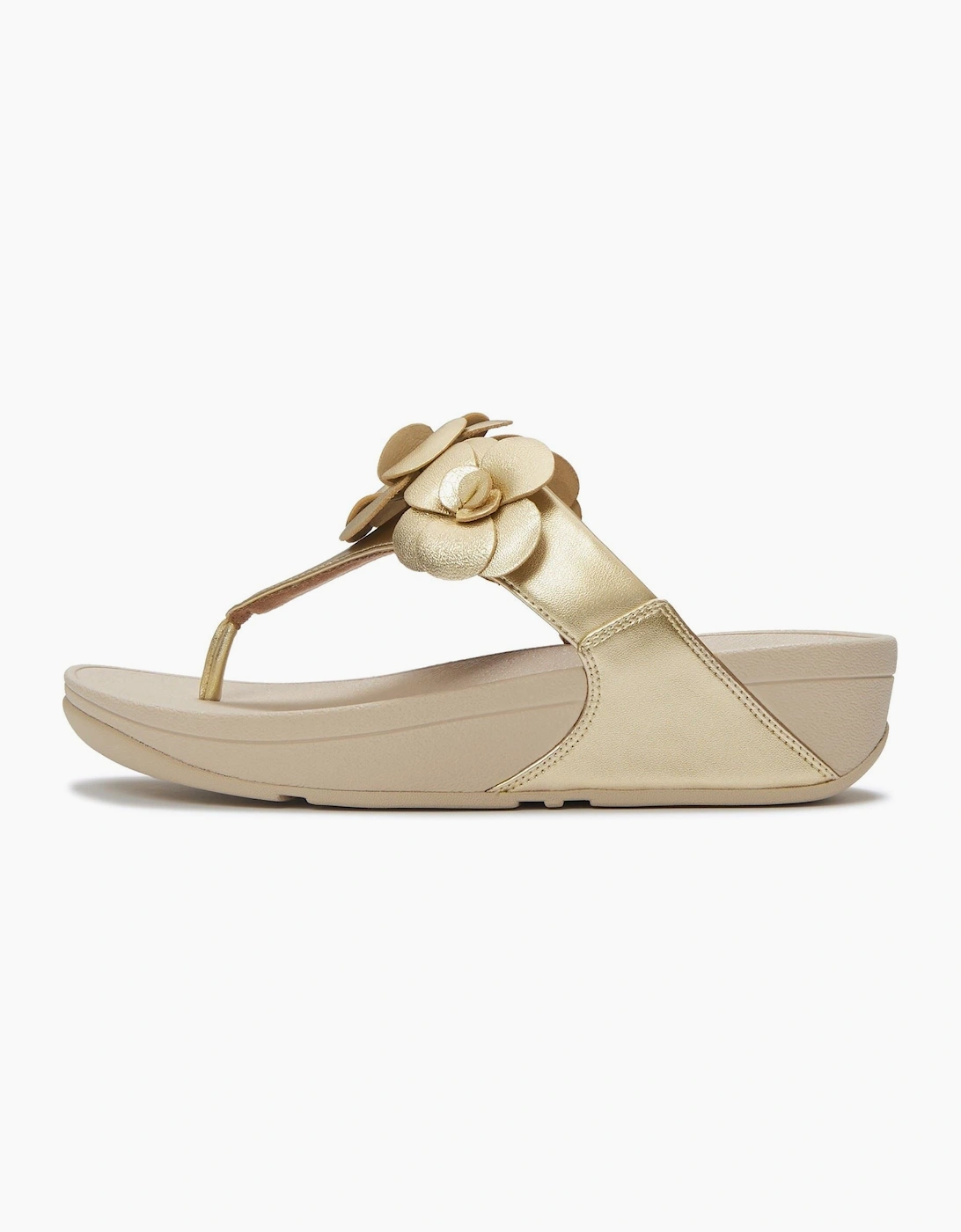 Lulu Flower Toe-Post Polyurethane Women's Platino Sandals